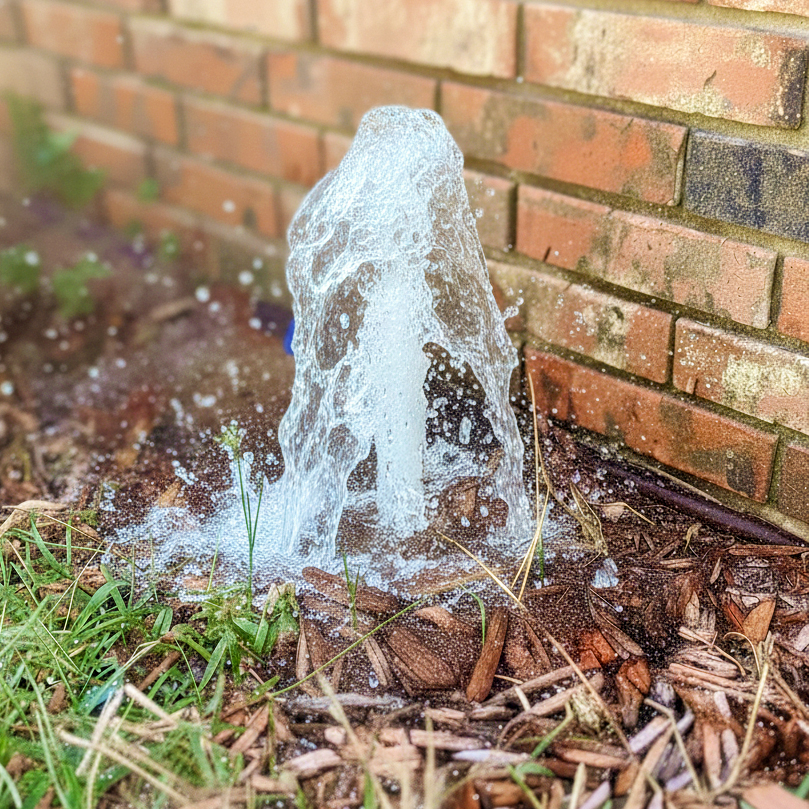 Water leaking from a sprinkler head at a South Tulsa Home